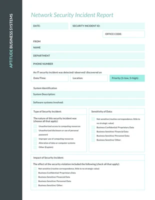 business  Template: Teal IT Incident Report