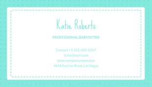 Baby Blue Teddy Bear Babysitter Business Card - Page 2