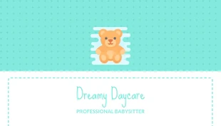 Free  Template: Baby Blue Teddy Bear Babysitter Business Card