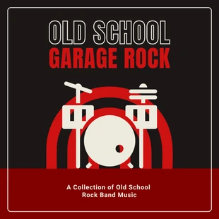 premium  Template: Capa do álbum de rock com ilustração moderna em preto e vermelho
