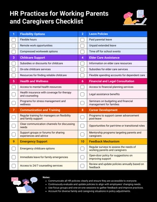 Free interactive Template: Checkliste zur Personalunterstützung für berufstätige Eltern und Betreuungspersonen