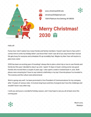 Free  Template: White And Green Modern Cute Illustration Merry Christmas Business Letterhead