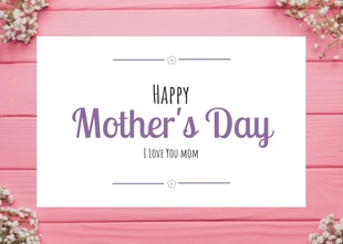 Free  Template: Cartão Postal Feliz Dia das Mães com Foto Simples Rosa