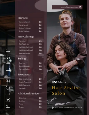 premium  Template: Preislistenvorlage für Friseursalons