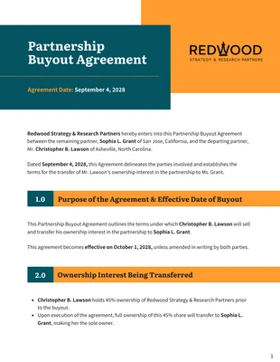 Free interactive Template: Partnership Buyout Agreement Template