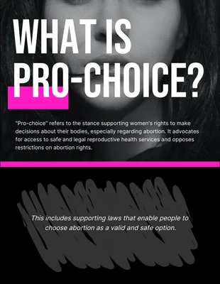 Free  Template: Noir et rose simple Qu'est-ce que Pro-Choice Poster