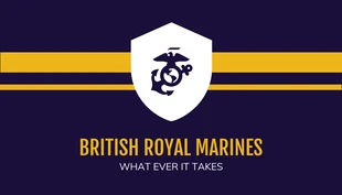 Free  Template: Carte de visite militaire professionnelle d'entreprise moderne bleu marine et jaune