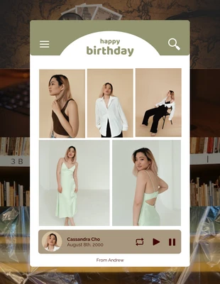 Free  Template: Buon compleanno feed e poster in stile lettore musicale