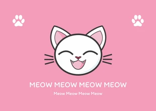 Free  Template: Pink Cute Simple Cat Illustration Funny Postcard