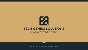 Free  Template: Black And Light Brown Modern Tech Solution Business Card