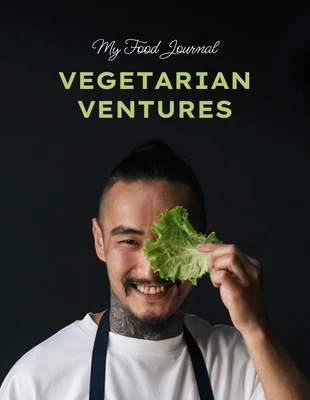 Free  Template: Capa de livro de diário de comida com fotos simples em preto e verde