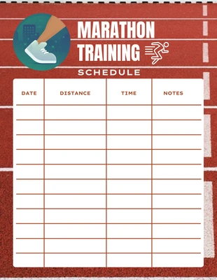 Free  Template: Terracotta Modern Texture Marathon Training Schedule Template
