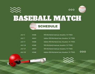 Free  Template: Modello di calendario di partita di baseball moderno e giocoso