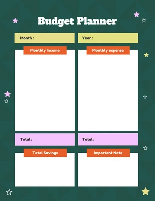 Free  Template: Green Orange and Pink Playful Finance Planner