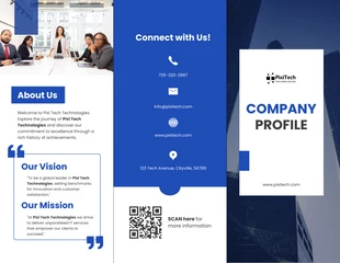 Free  Template: Blue Modern Company Profile Tri-fold Brochure