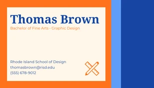 Free  Template: Hellgelbe und orangefarbene einfache persönliche Studenten-Visitenkarte