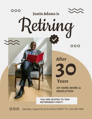 Free  Template: Folheto de aposentadoria lúdico em cinza claro e marrom