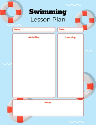 Free  Template: Blue And Red Illustrative Swimming Lesson Plan