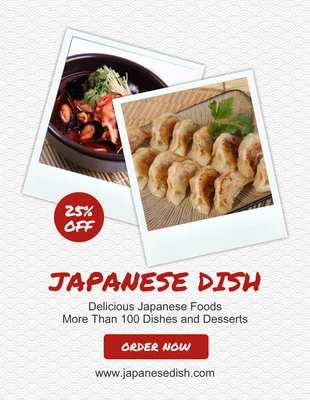 Free  Template: White Moden Japanese Dish Order Flyer