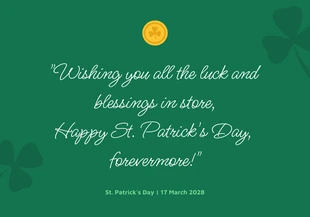 Free  Template: Clean Quote Green and White St. Patrick's Day Card