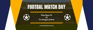 Free  Template: Banner de dia de jogo de futebol minimalista moderno azul-marinho, branco e amarelo