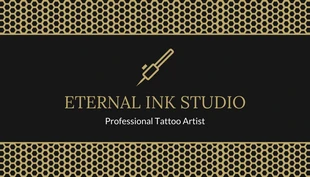 Free  Template: Black Gold Pattern Tattoo Business Card