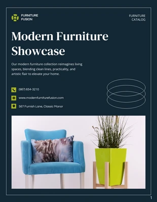 business  Template: Catálogo de muebles modernos en azul marino y verde