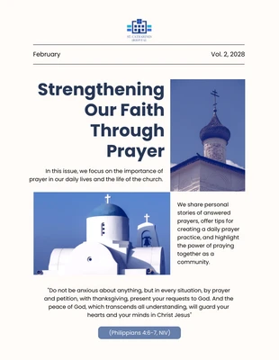 Free  Template: Boletim informativo moderno e elegante para igrejas brancas
