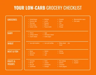 Free  Template: Liste d'épicerie simple et saine à l'orange