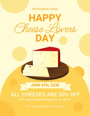 Free  Template: Giallo chiaro Illustrazione moderna Amanti del formaggio Flyer