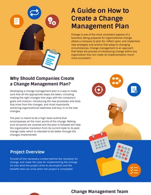business  Template:  Infografía sobre los pasos del plan de gestión del cambio