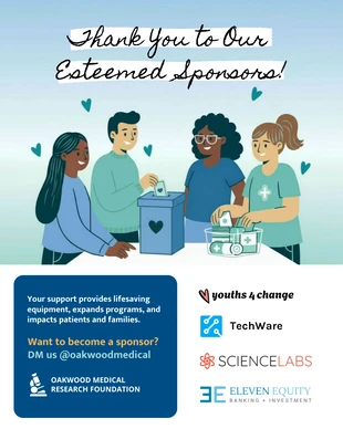 premium  Template: Modèle de publication Instagram de remerciement pour un sponsor du secteur de la santé
