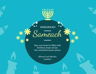 premium  Template: Teal Bright Hanukkah Card