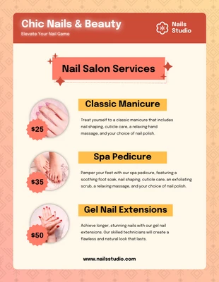 business  Template: Catchy Yellow and Red Nail Salon Price Lists