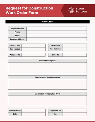 premium  Template: Formulários simples de empreiteiro vermelho