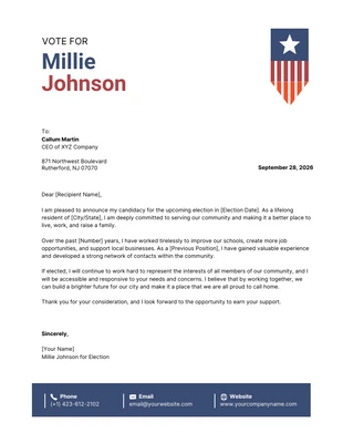 Free  Template: White Blue and Red Minimalist Election Campaign Letterhead