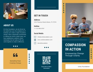 business  Template: Yellow Blue Line And Dot Charity Brochure