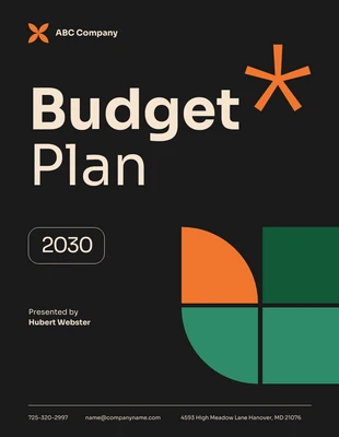Free  Template: Schwarzer, orangefarbener und grüner einfacher Budgetplan