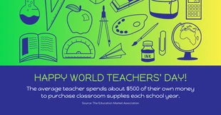 Free  Template: يوم المعلم العالمي التدرج حقيقة الفيسبوك بوست