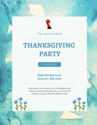 Free  Template: Blue Invented Thanksgiving Design simples