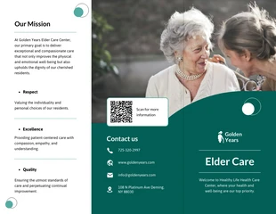 Free  Template: Modelo de folheto sobre cuidados com idosos