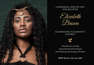 Free  Template: Black Simple Memorial Service Obituary Cards