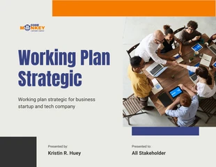 Free  Template: Laranja Azul Moden Plano de trabalho estratégico