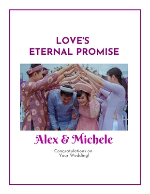 Free  Template: Affiche de félicitations de mariage simples blanches et violettes