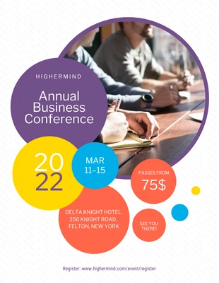 business  Template: ملصق حدث مؤتمر الأعمال متعدد الألوان
