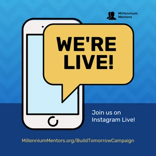 business  Template: Publicação no Instagram de anúncio ao vivo para organizações sem fins lucrativos