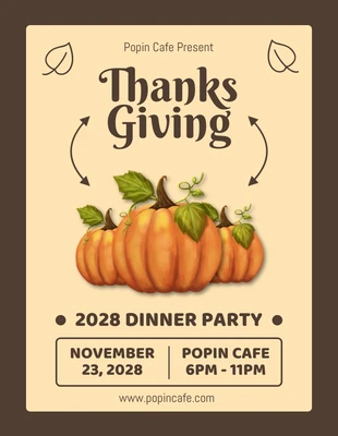Free  Template: Brauner minimalistischer Thanksgiving-Flyer