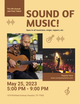Free  Template: Yellow Modern Sound Of Music Flyer