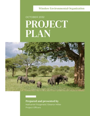 Free  Template: Blanc et vert Minimaliste Elégant Plans de projets environnementaux