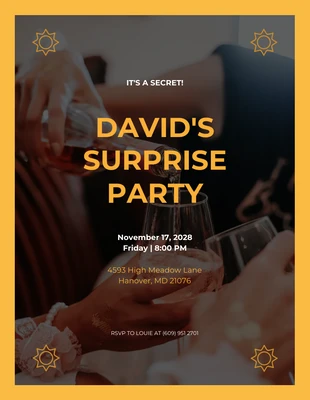 Free  Template: Yellow Simple Photo Surprise Party Invitation